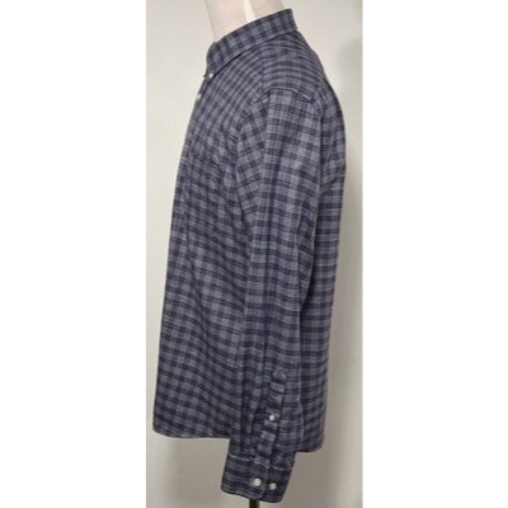 Men’s Large Charles Tyrwhitt Non Iron Slim Fit Oxford Plaid Gray Blue - Picture 5 of 13